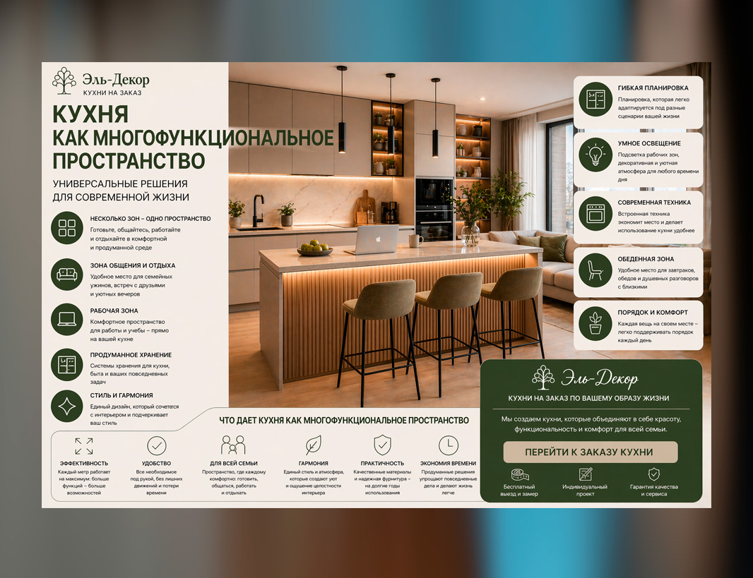 Кухня как многофункциональное пространство от Эль-Декор